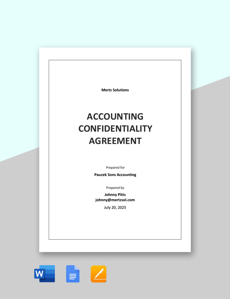 Accounting Confidentiality Agreement Template in Word, Google Docs