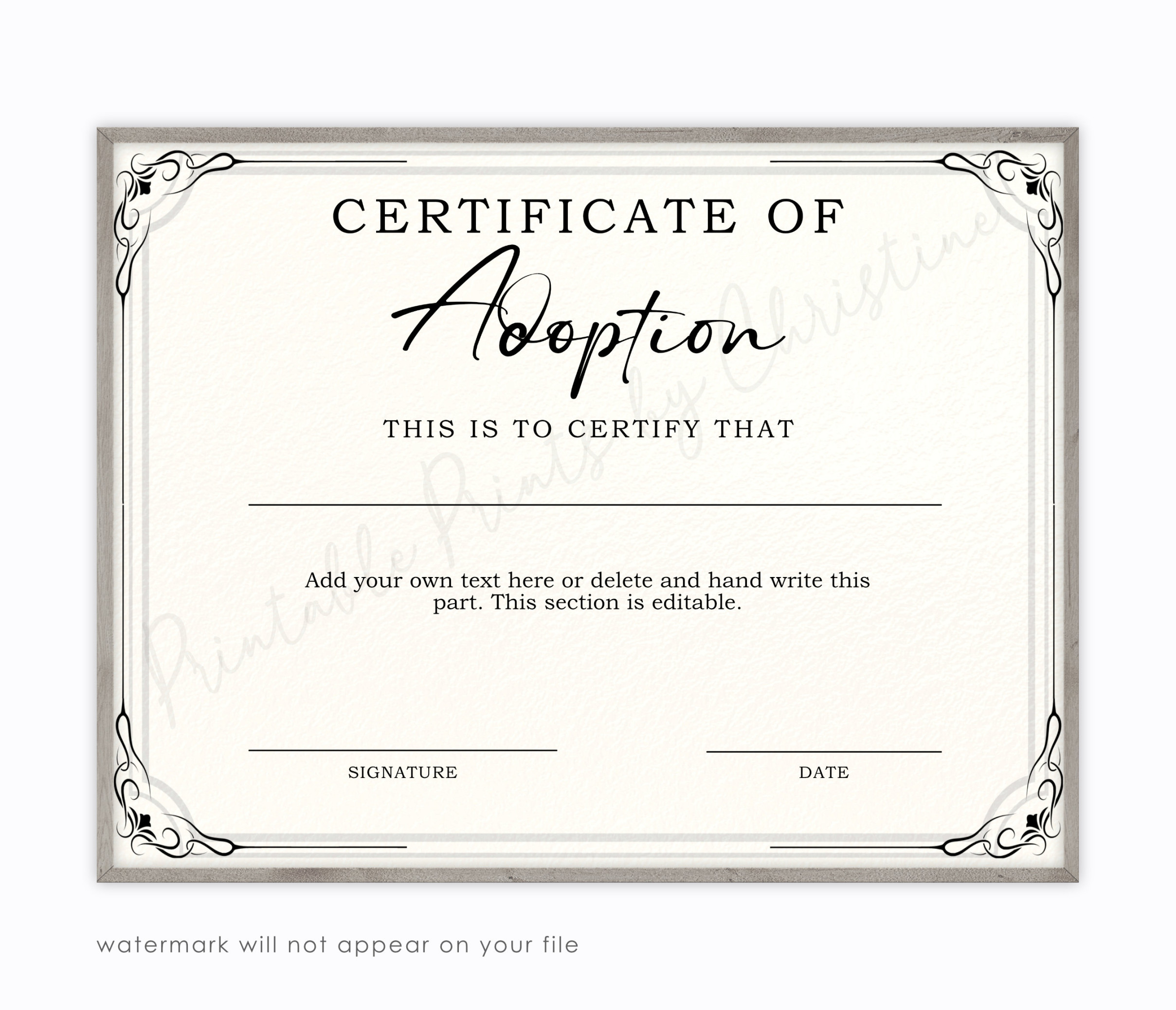 Adoption Certificate Template Edit With Canva, Certificate for