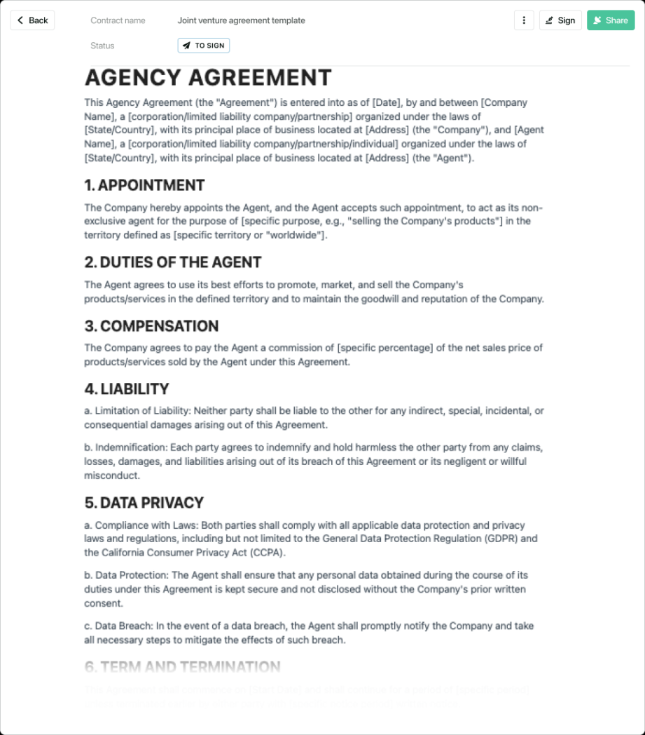 Agency agreement template - free to use