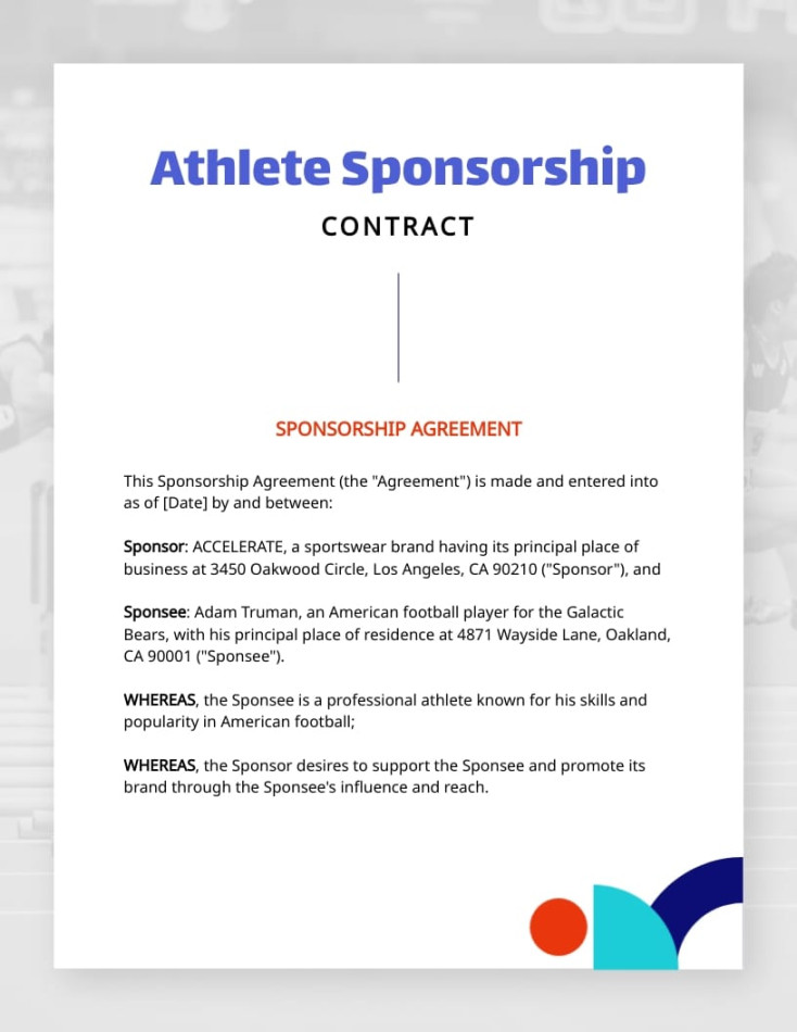 Athlete Sponsorship Contract Template  Visme