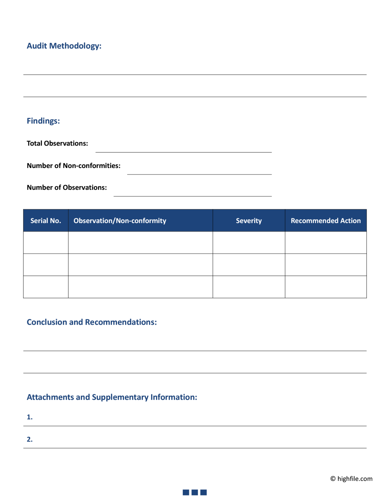 Audit Report Template - Word  Google Docs - Highfile