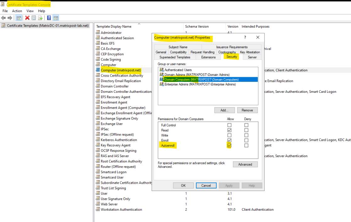 Automatically enroll Client Computer Certificates by using a GPO