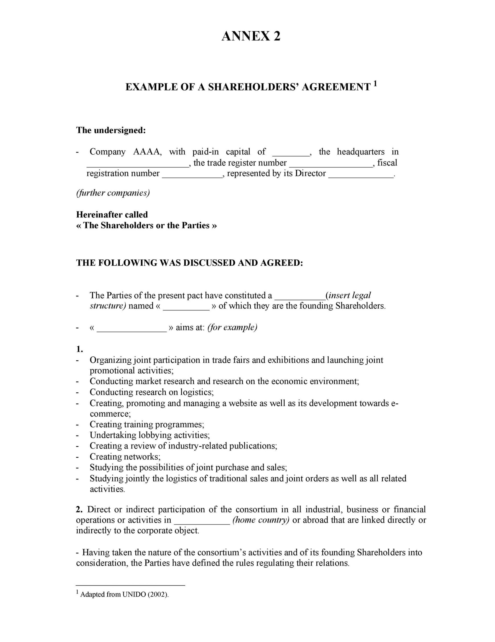 Best Shareholder Agreement Templates (& Samples) ᐅ TemplateLab