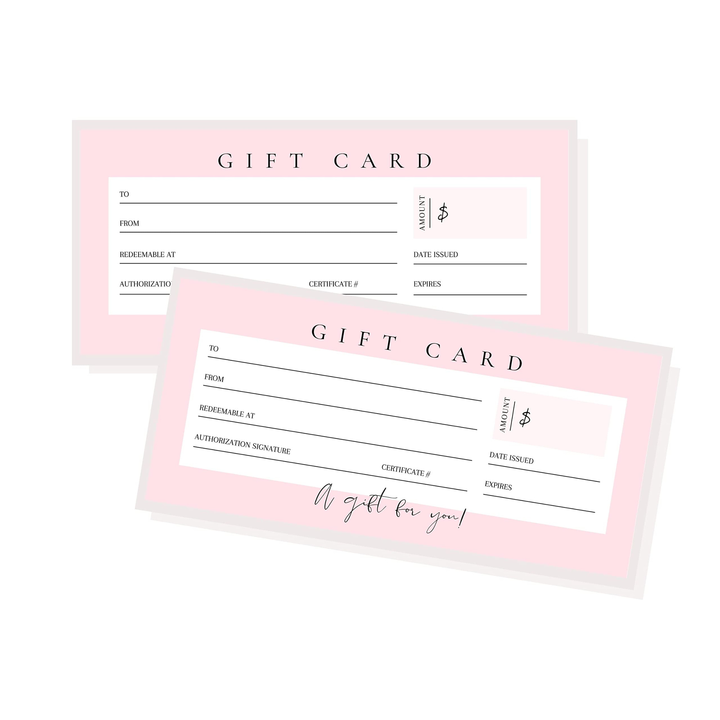 Blank Gift Certificates in Cute Pink  Pack . x  cm Gift Card Small  Business Gift Pink Design : Amazon