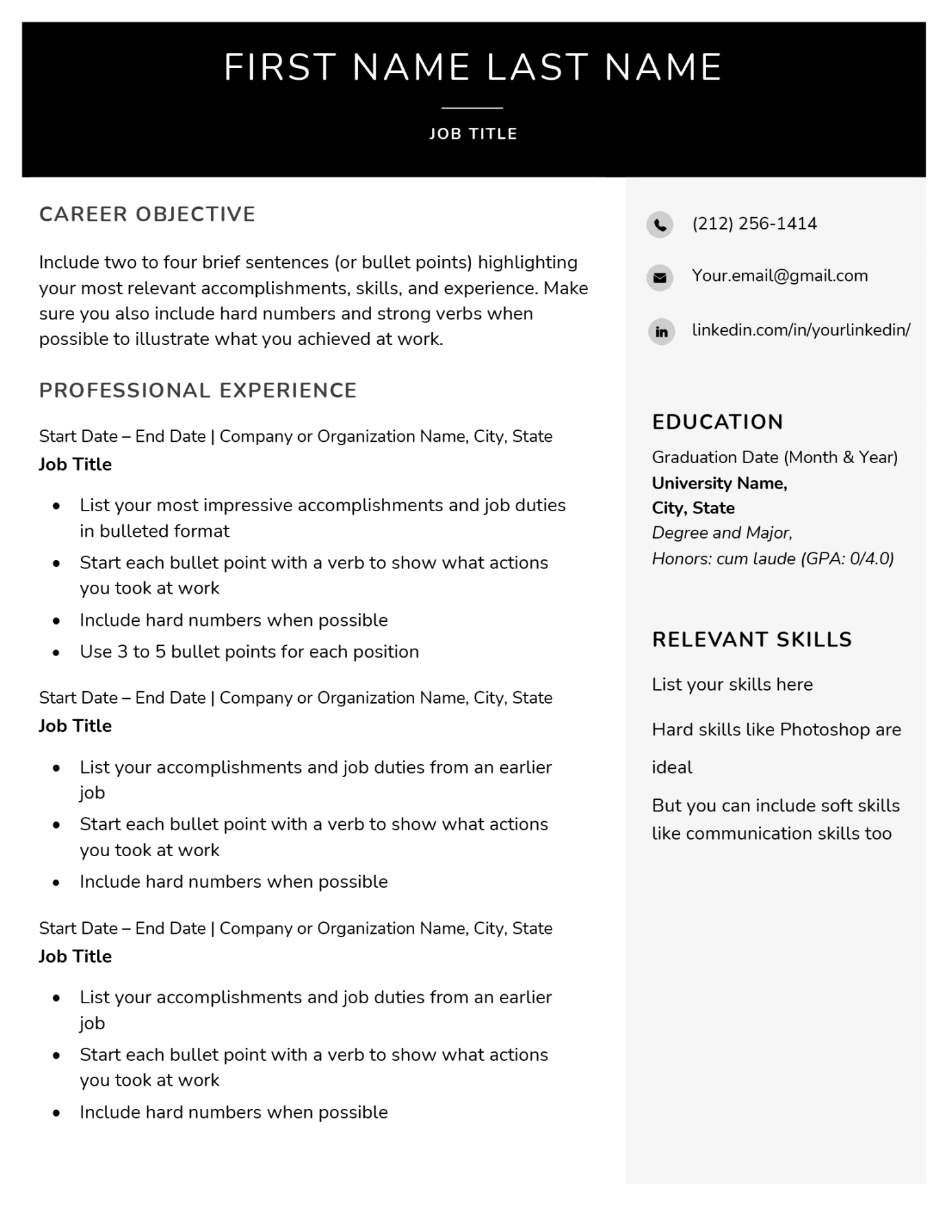 + Blank Resume Templates (Free to Download)