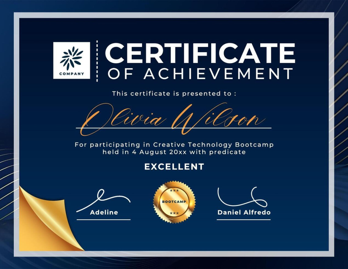 Bootcamp Creative Technology Certificate of Achievement