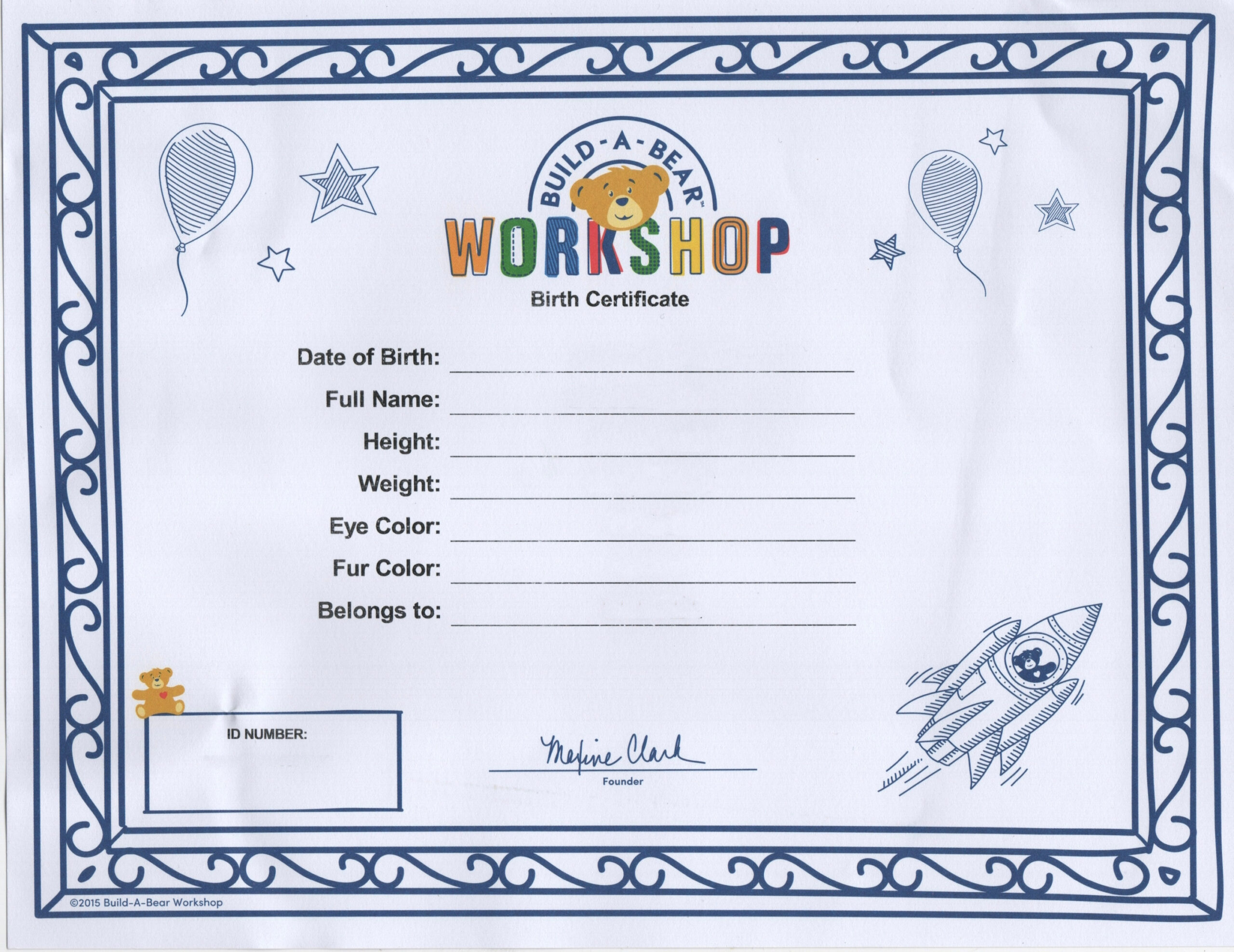 Build a Bear Birth Certificate (Blank) by AmaniTheLion on DeviantArt