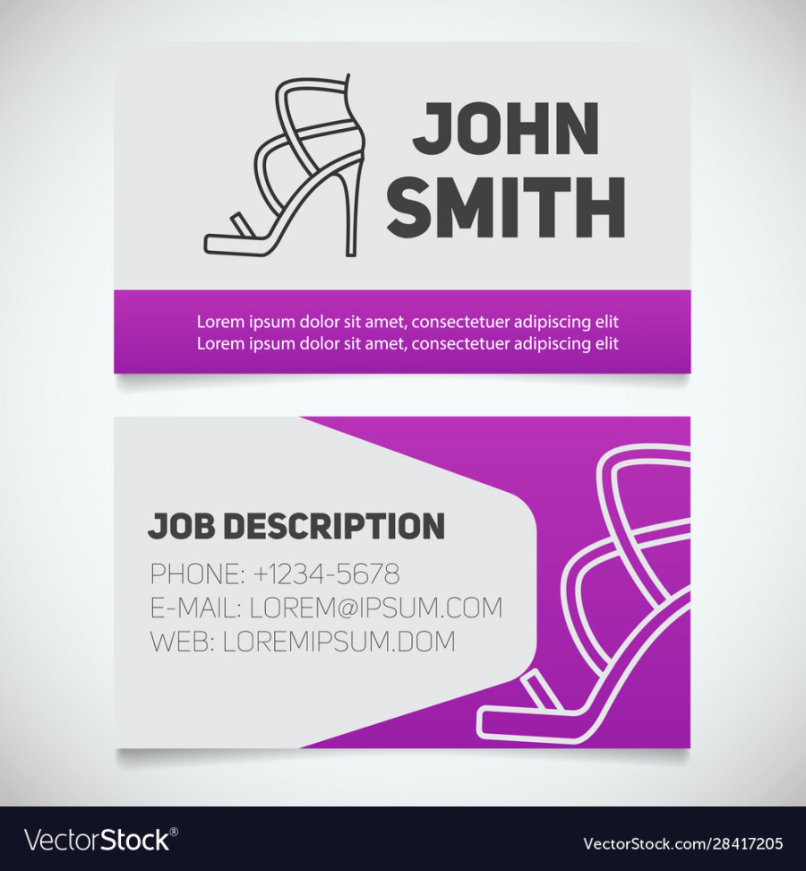 Business card print template with high heel shoe Vector Image