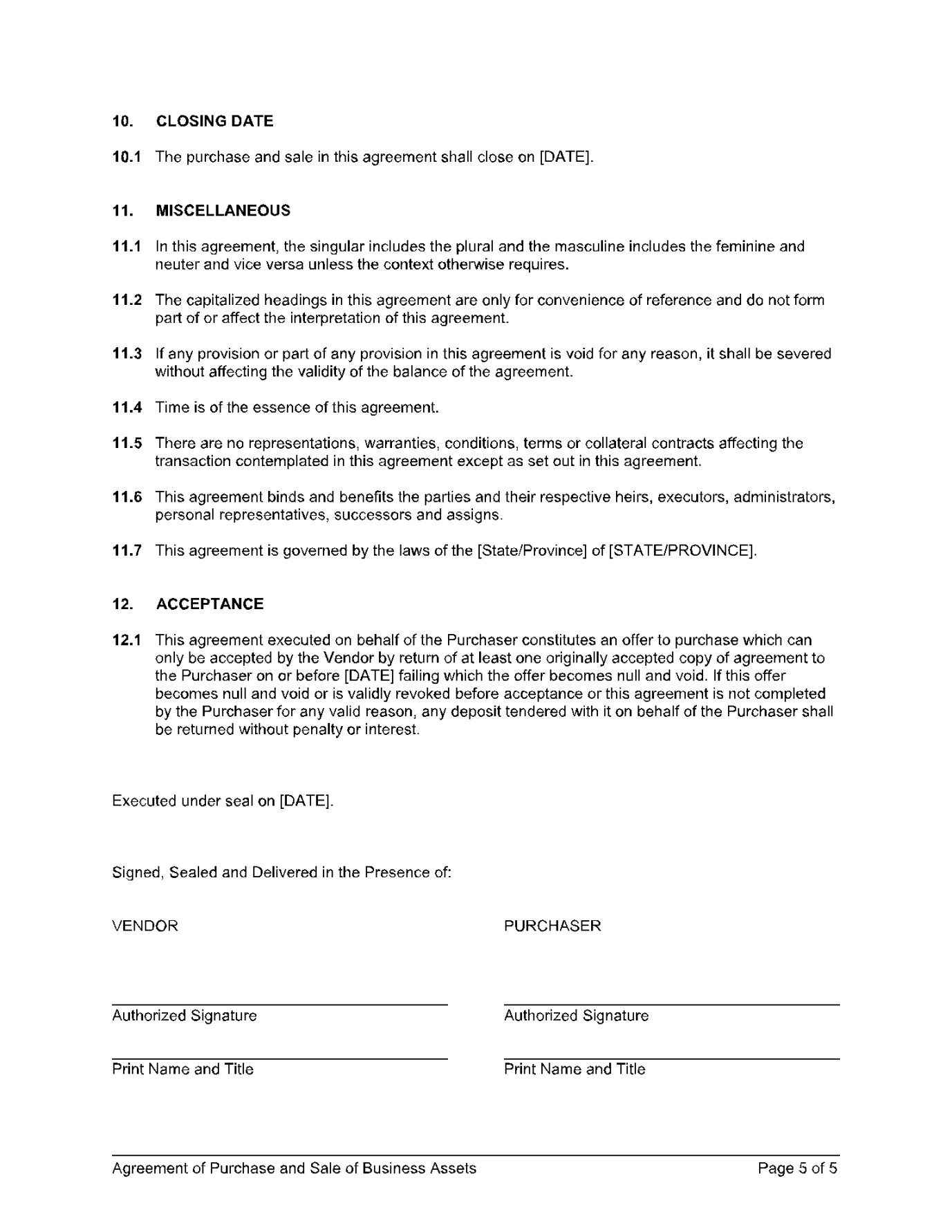 Business Sale Agreement Template (% Free)  CocoSign