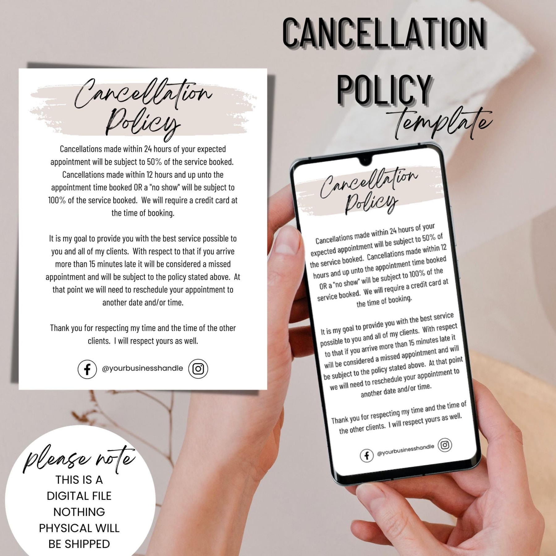 Cancellation Policy Form Beauty Hair Salon Policy Template