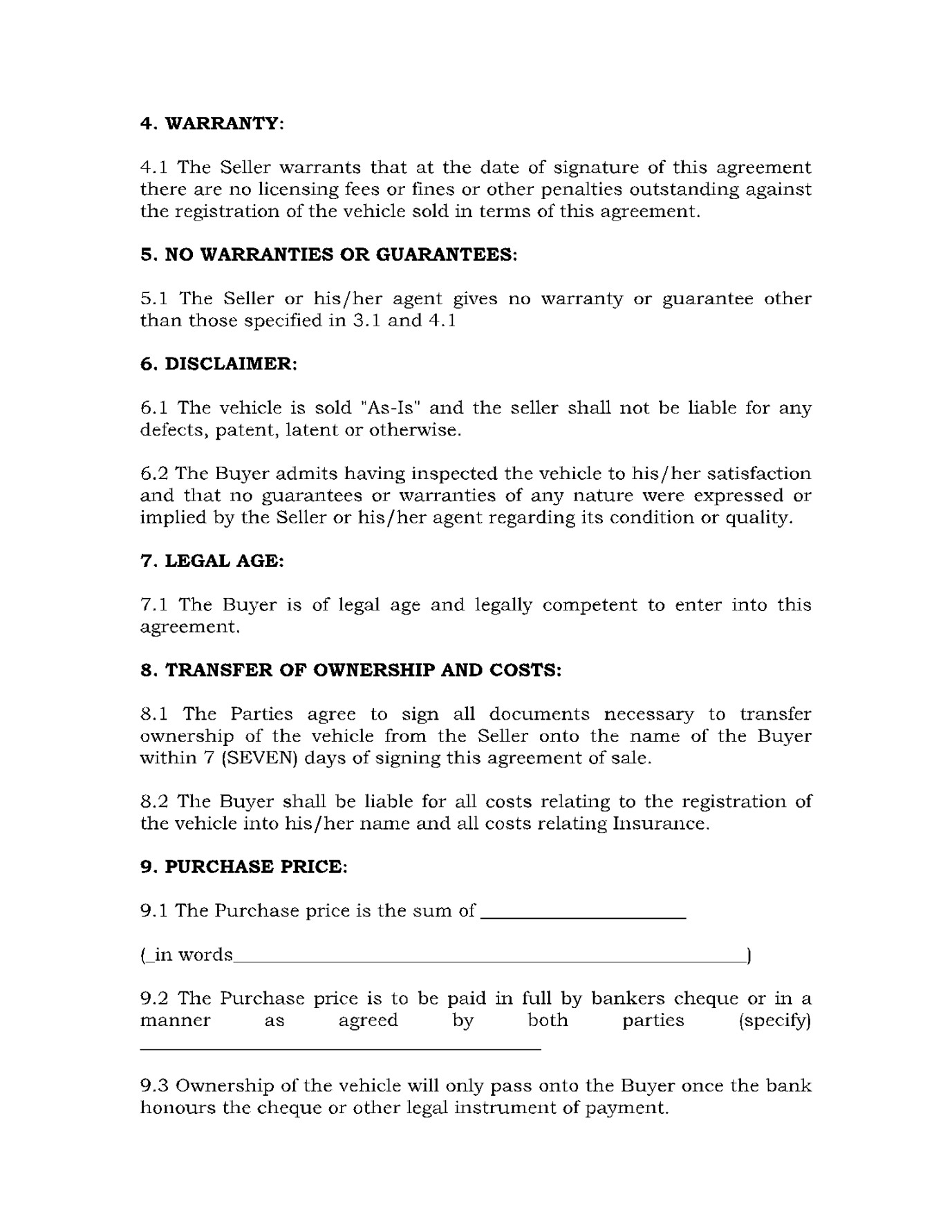 Car Purchase Agreement Template: Get Free Sample Now!