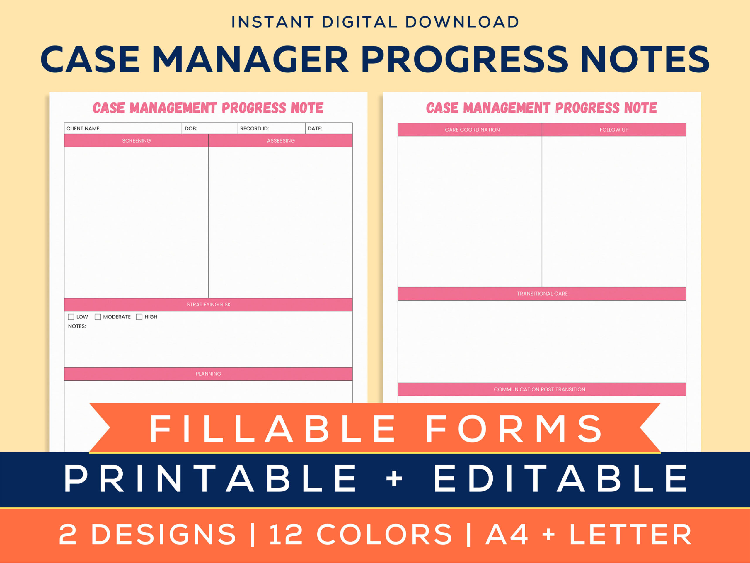 Case Manager Progress Notes, Fillable, Printable & Editable Form