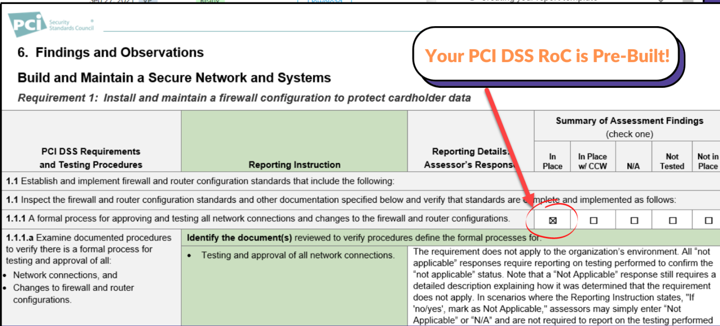 Completing a PCI DSS assessment and generating a RoC report