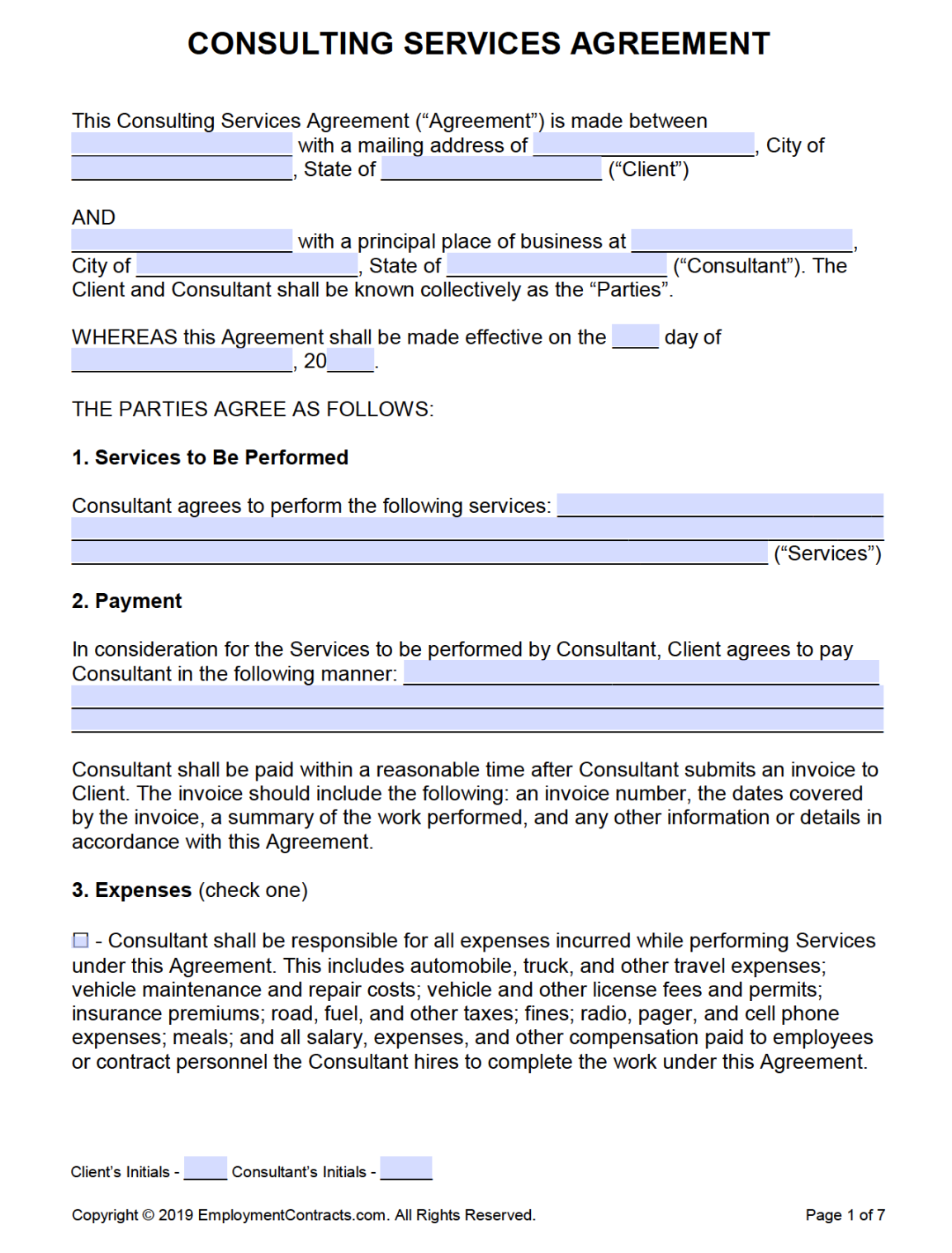 Consulting (Service) Agreement Template  PDF  Word