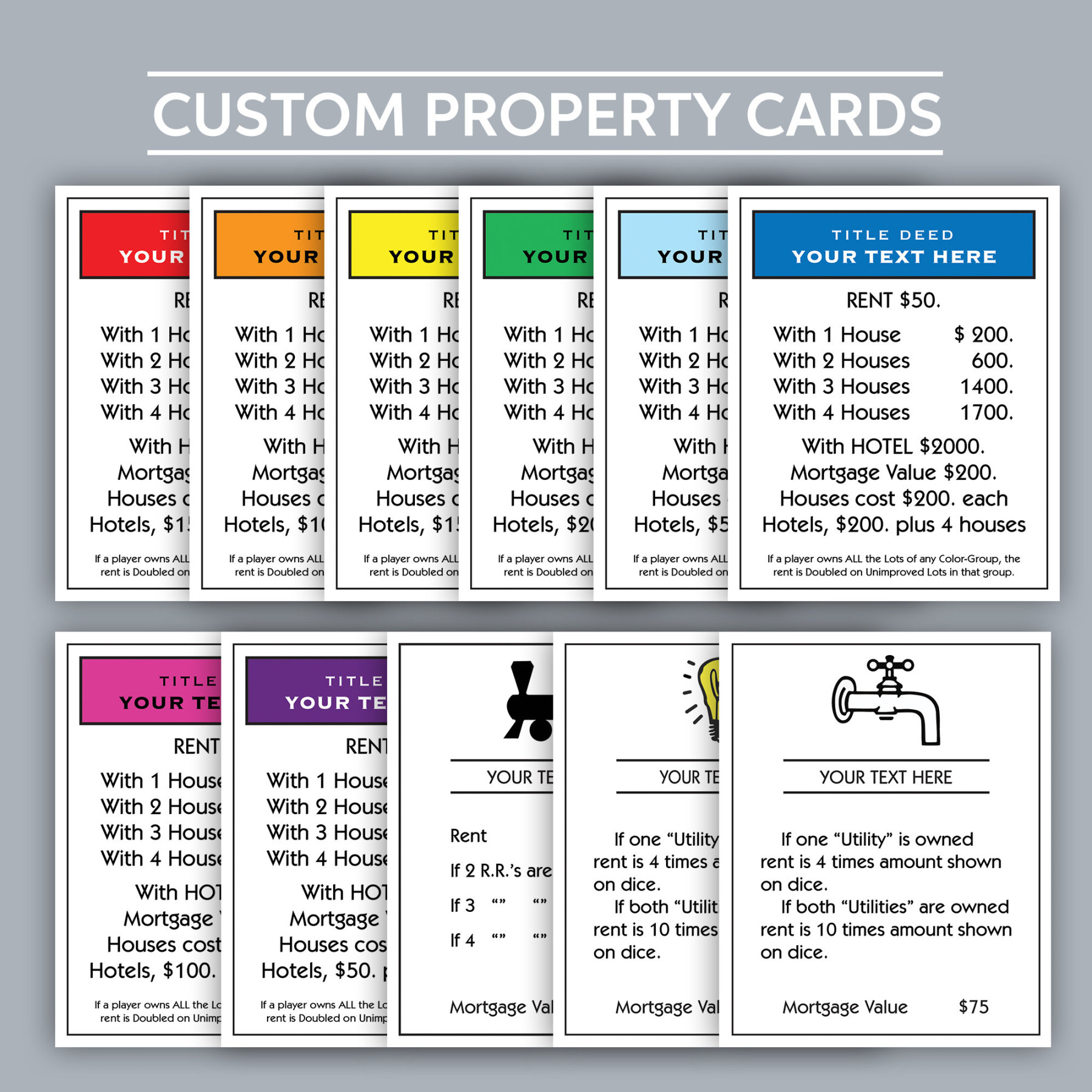 Custom Monopoly Property Card Poster // Digital Download Monopoly