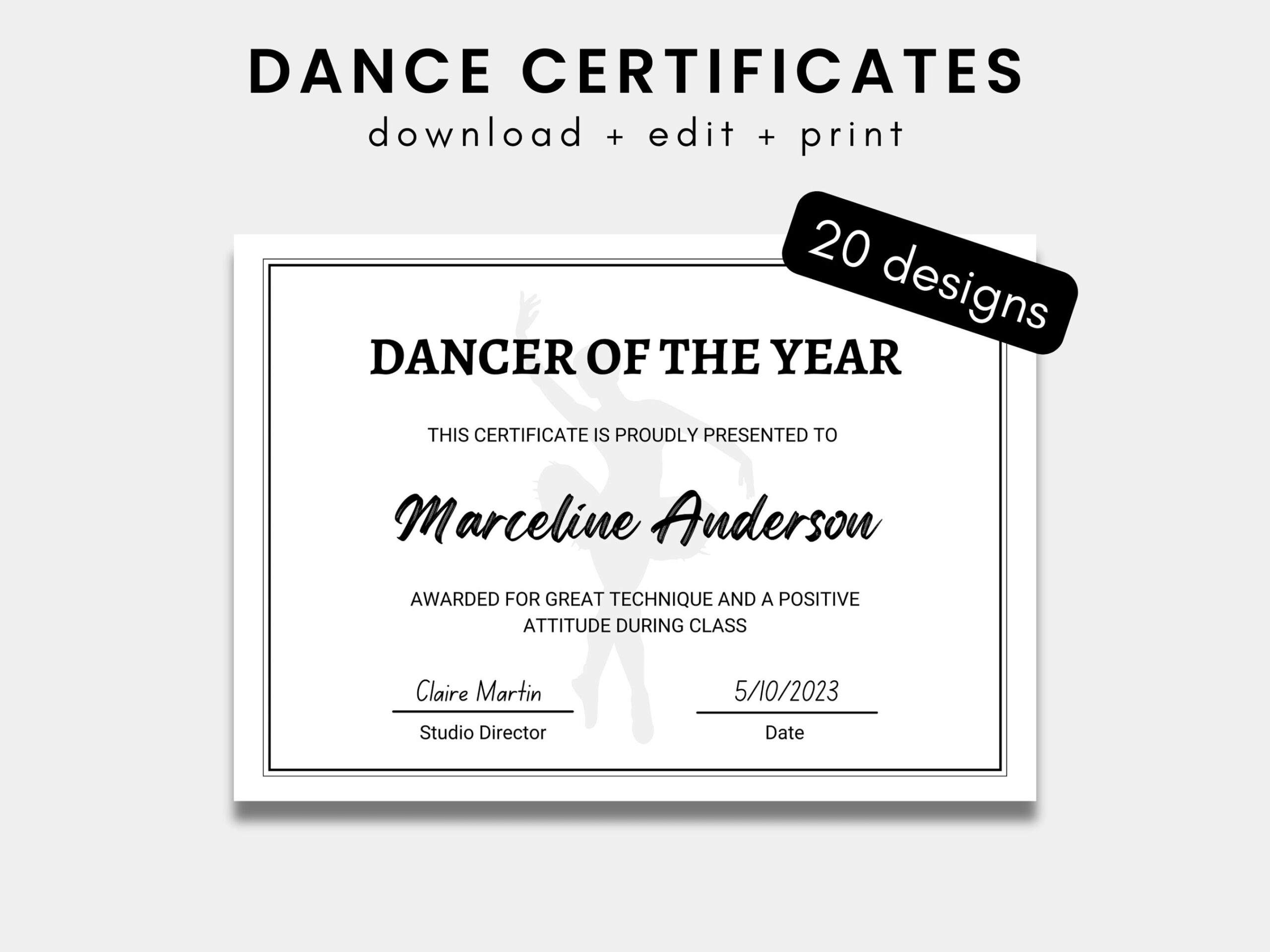 Dance Award Certificates Bundle Dance Team Certificates