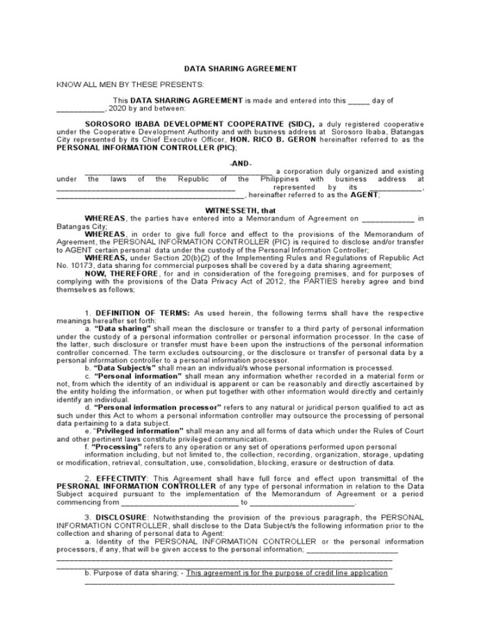 DATA SHARING AGREEMENT Draffffftttttttttt  PDF  Privacy