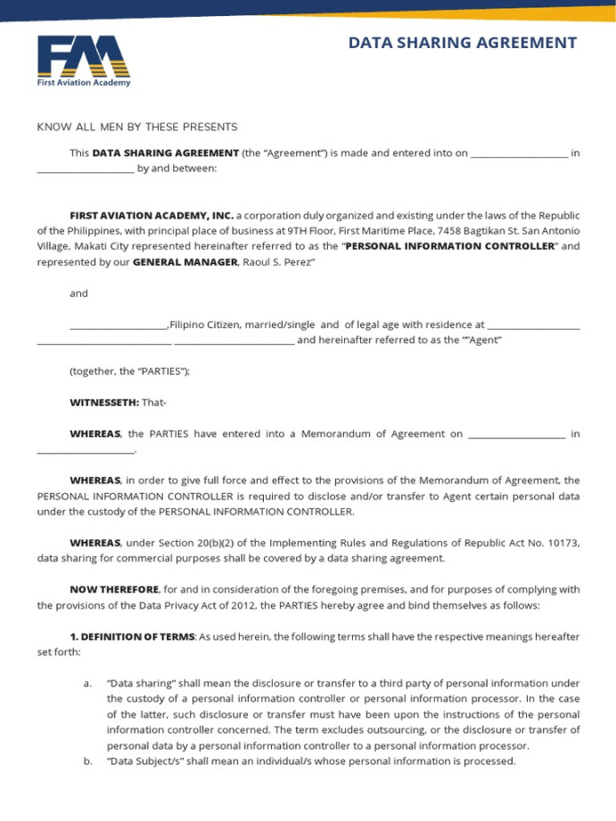 Data Sharing Agreement  PDF  Privacy  Information Privacy