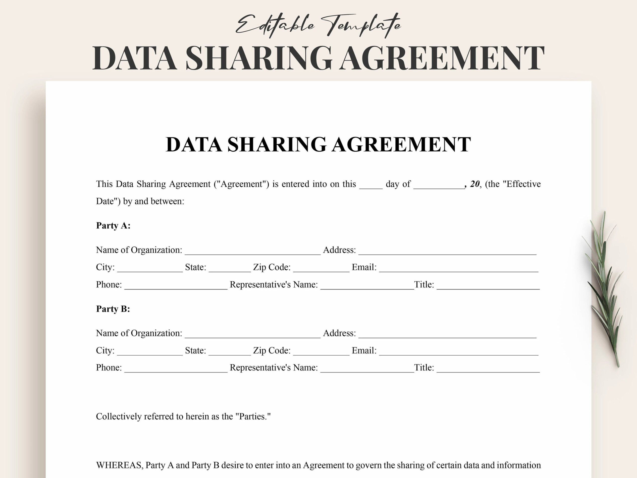 Data Sharing Agreement Template GDPR Confidentiality Contract