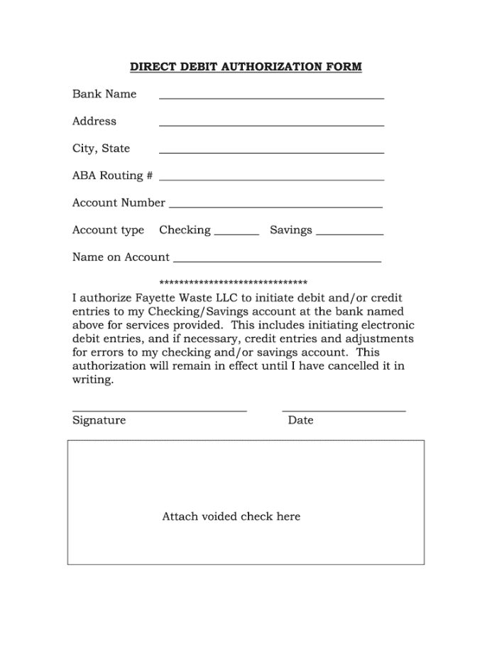 Debit Authorisation Form - Fill Online, Printable, Fillable, Blank