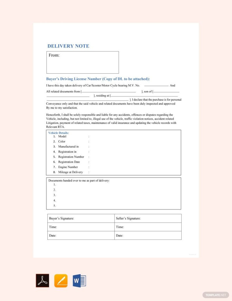 Delivery Note Templates in PDF - FREE Download  Template