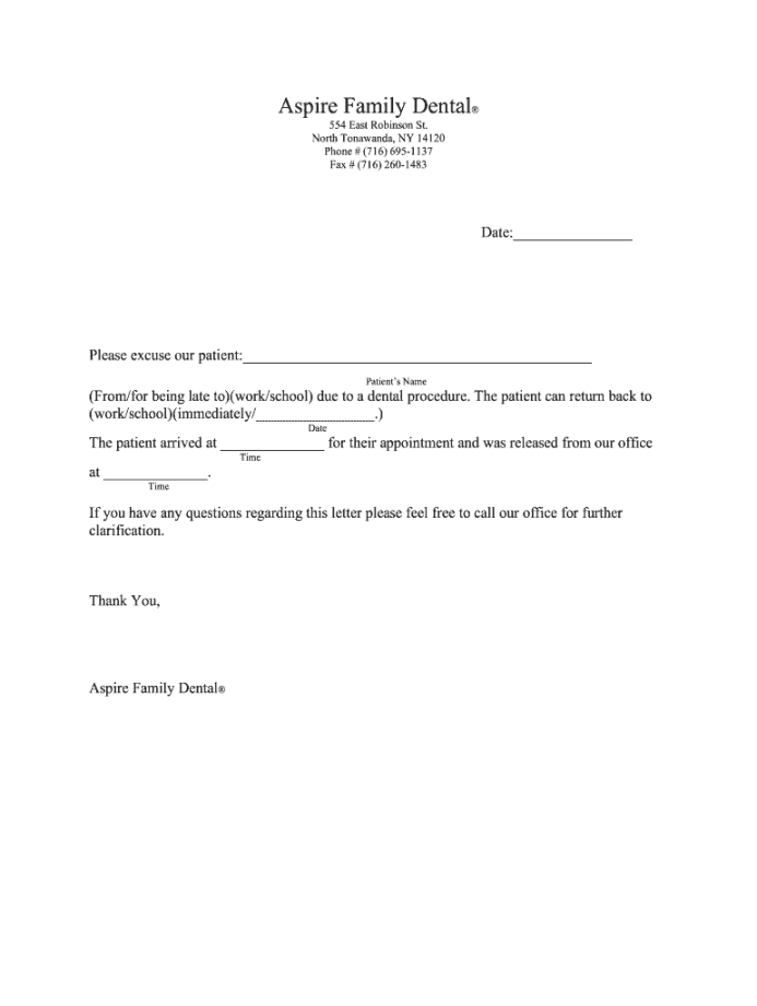 Dentist Note - Fill Online, Printable, Fillable, Blank  pdfFiller