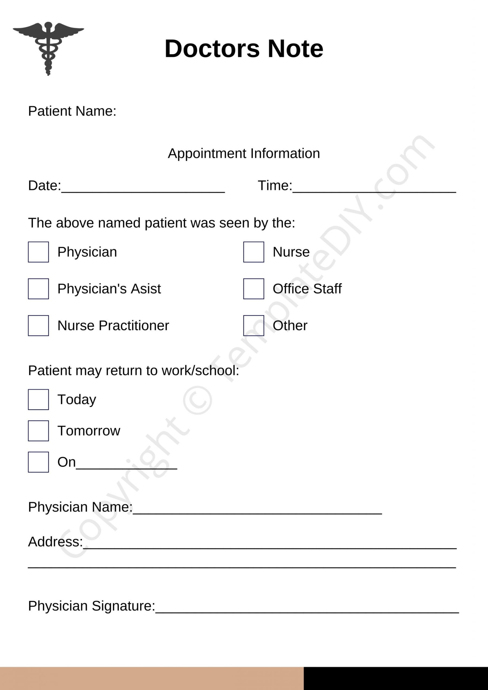 Doctors Note Printable Template in PDF, Word [Editable]