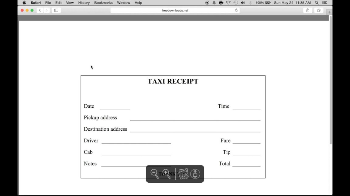 Download Blank Printable Taxi/Cab Receipt Template  Excel  PDF