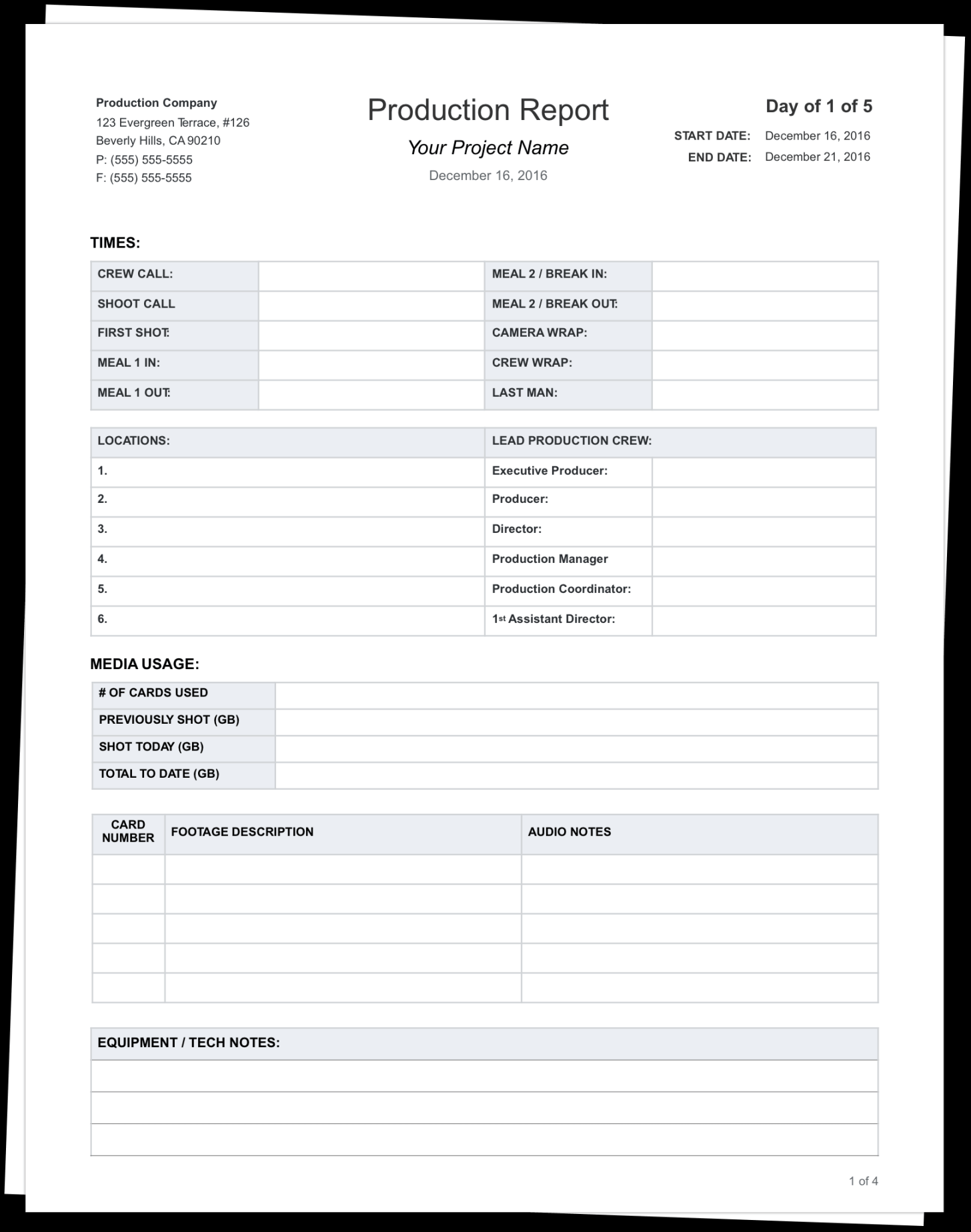 Download FREE Daily Production Report Template