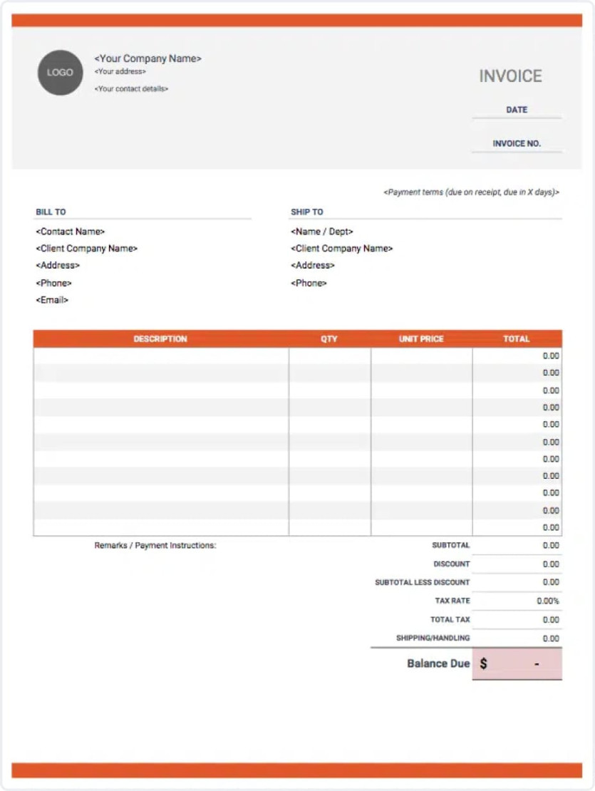 Downloadable Free Invoice Templates