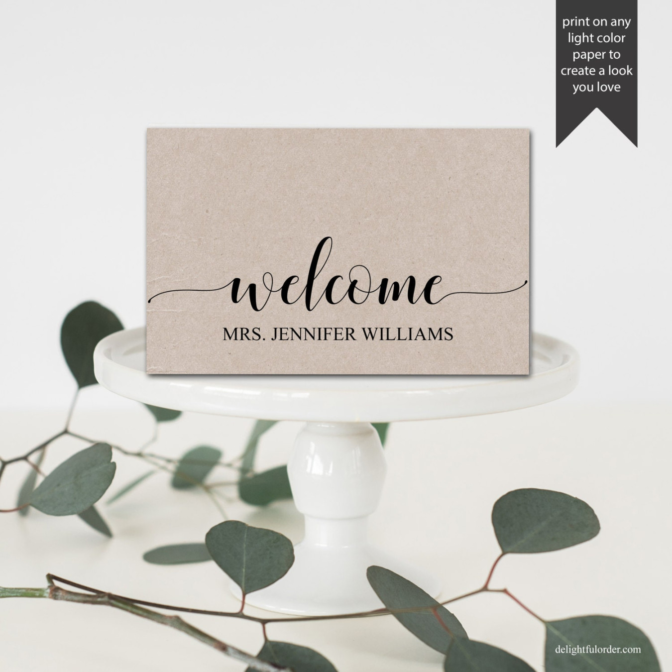 Editable Welcome Table Place Cards, Tent Fold Table Setting Name