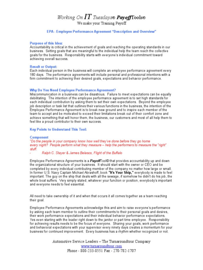 Employee Performance Contract Template  PDF  Goal  Motivation