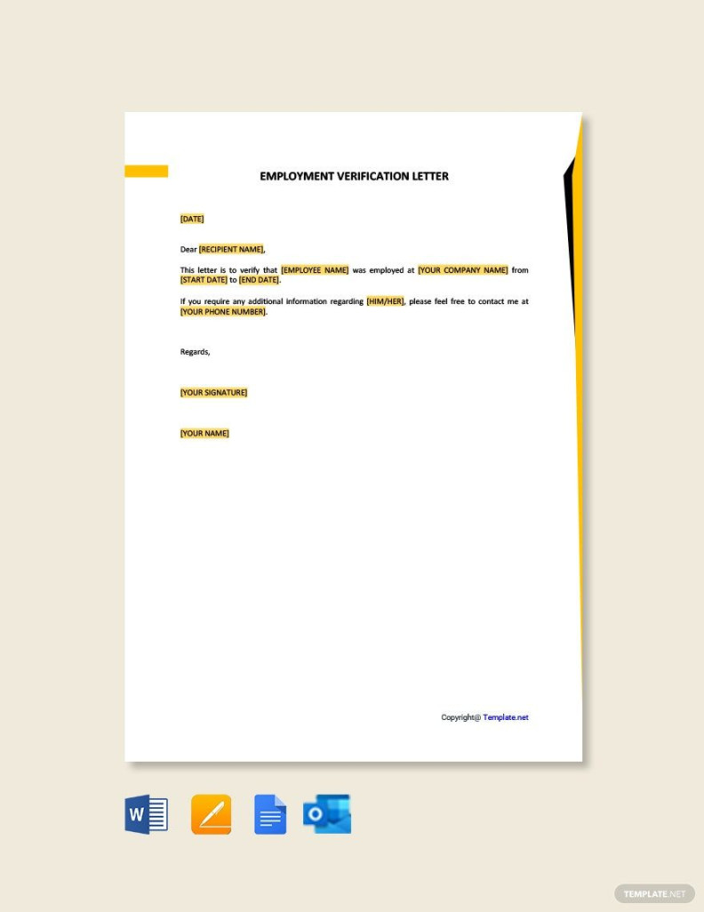 Employment Verification Letter in Google Docs, Word, Pages