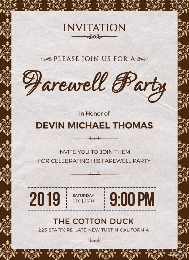 Farewell Invitation Template in PSD, Word, Publisher - Download