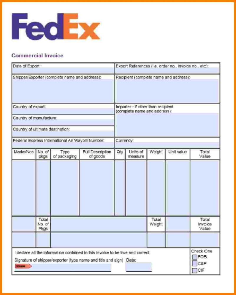 Fedex Proforma Invoice Template