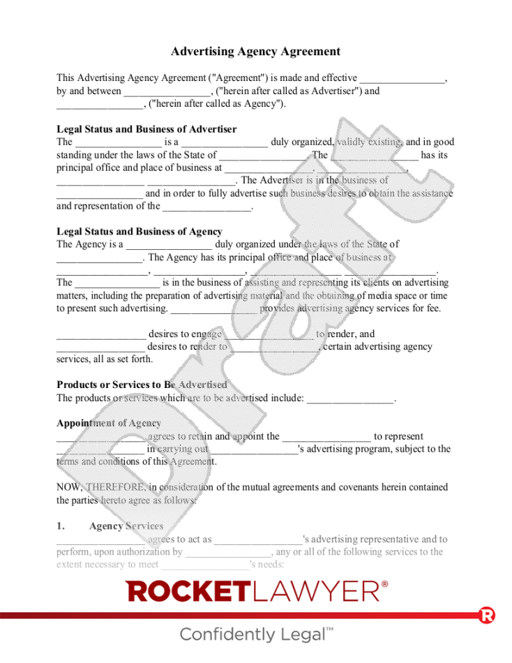 Free Advertising Agency Agreement - Rocket Lawyer