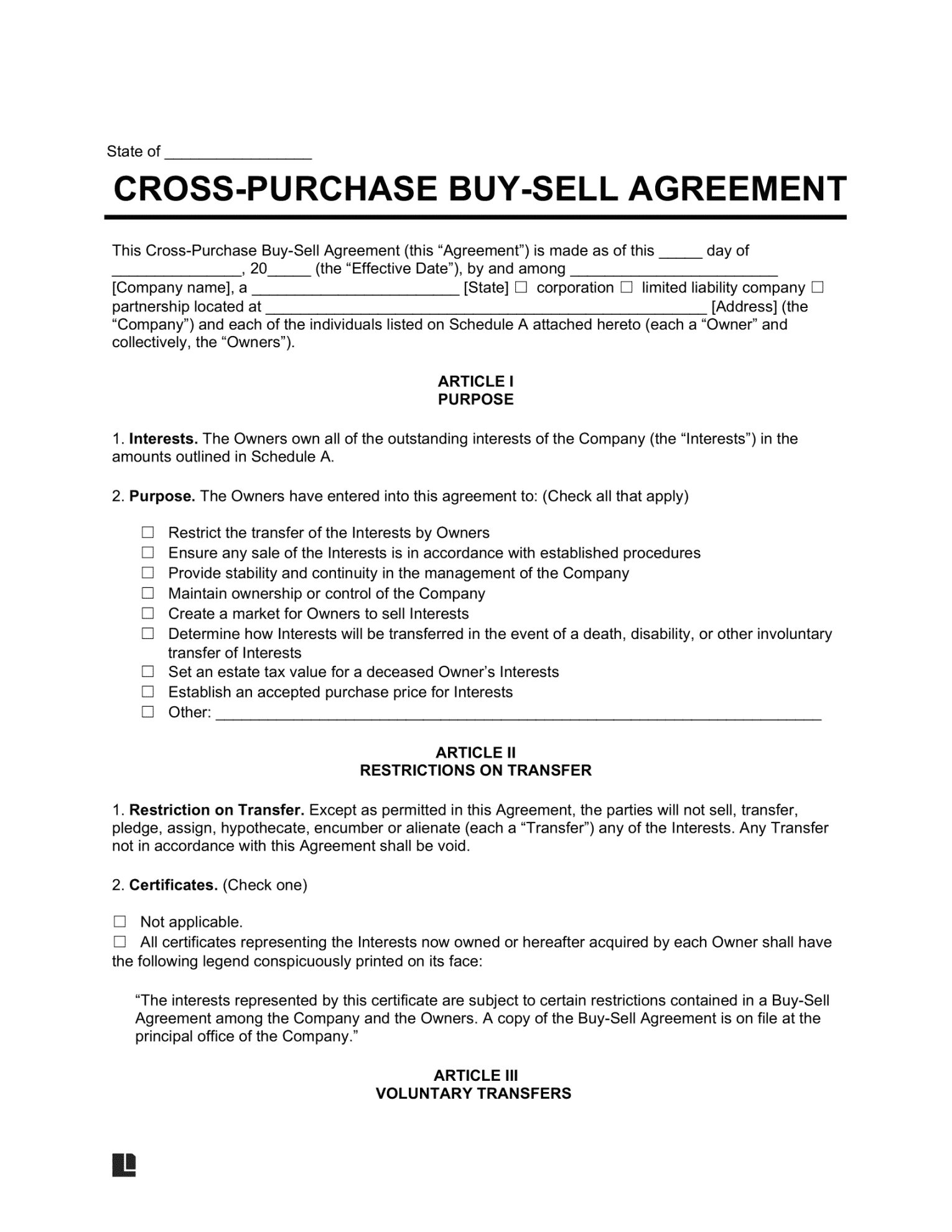 Free Buy-Sell (Buyout) AgreementTemplate  PDF & Word