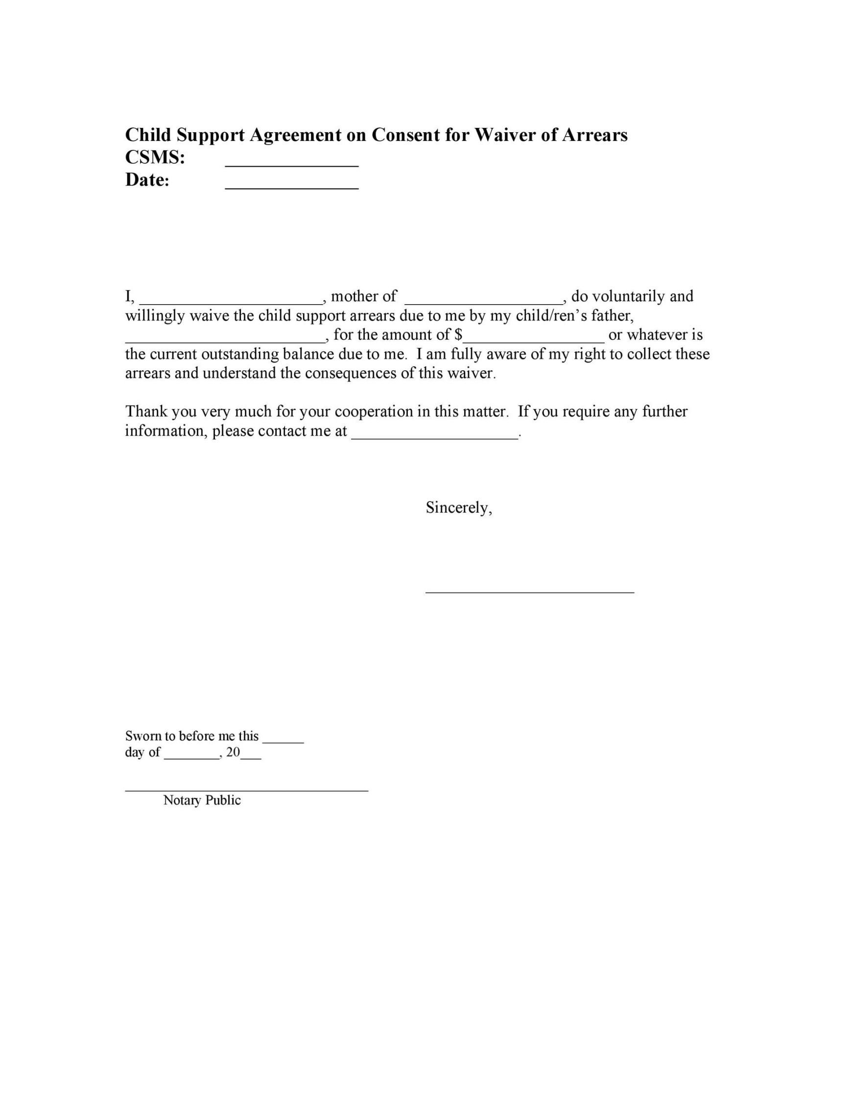 Free Child Support Agreement Templates (PDF & MS Word)