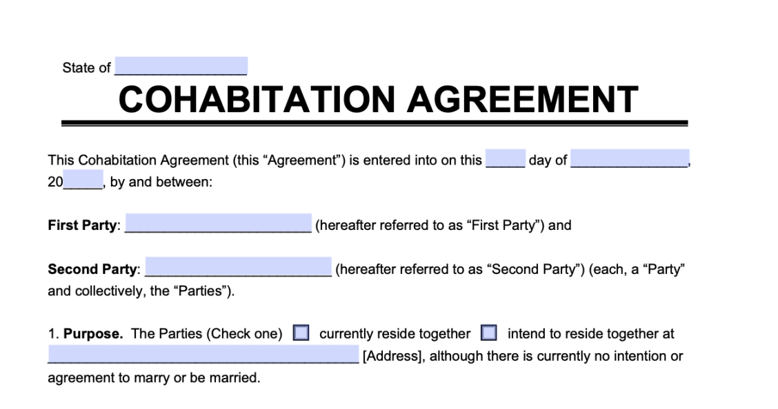 Free Cohabitation Agreement Template  PDF & Word