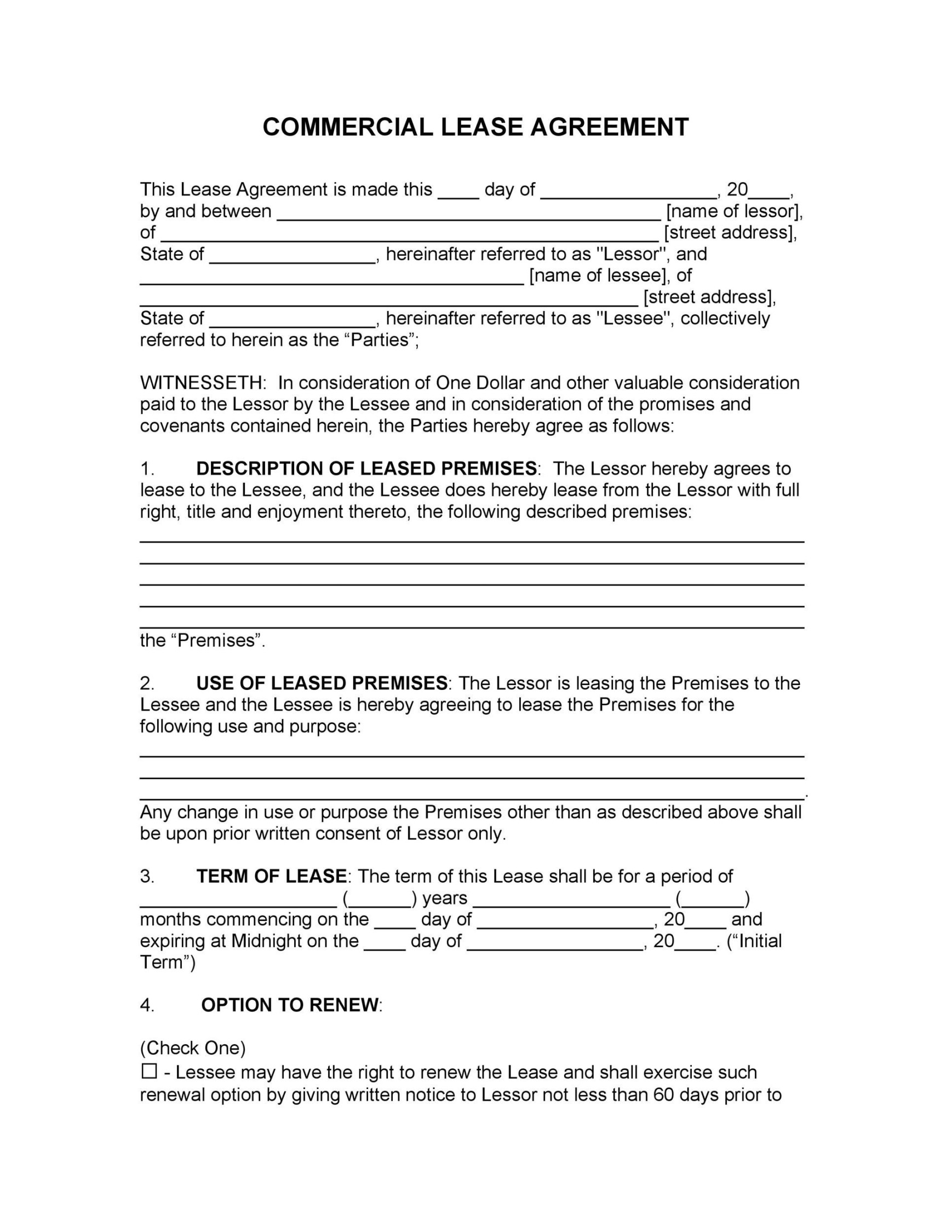 Free Commercial Lease Agreement Templates ᐅ TemplateLab