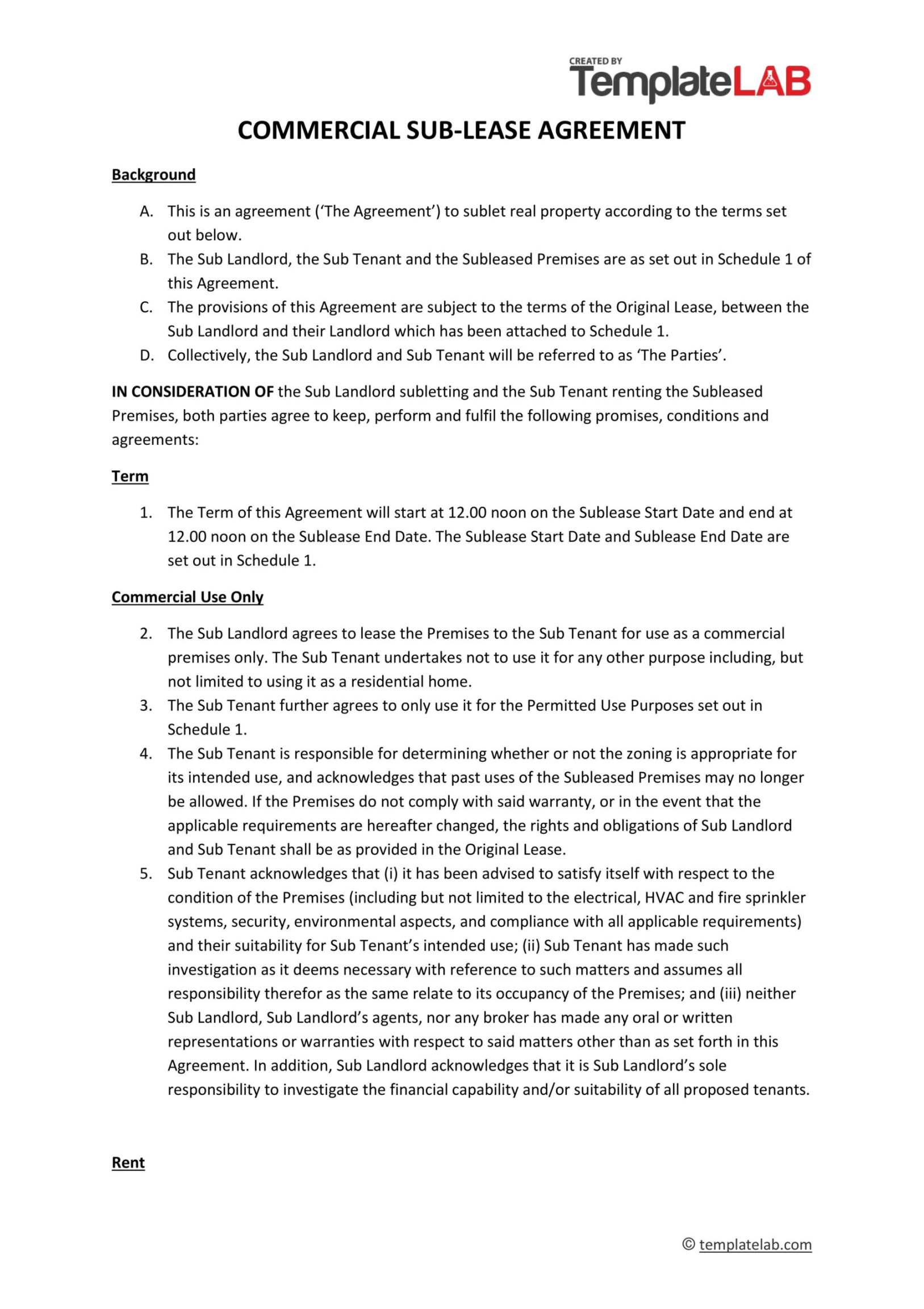 Free Commercial Sublease Agreement Templates [Word,PDF]