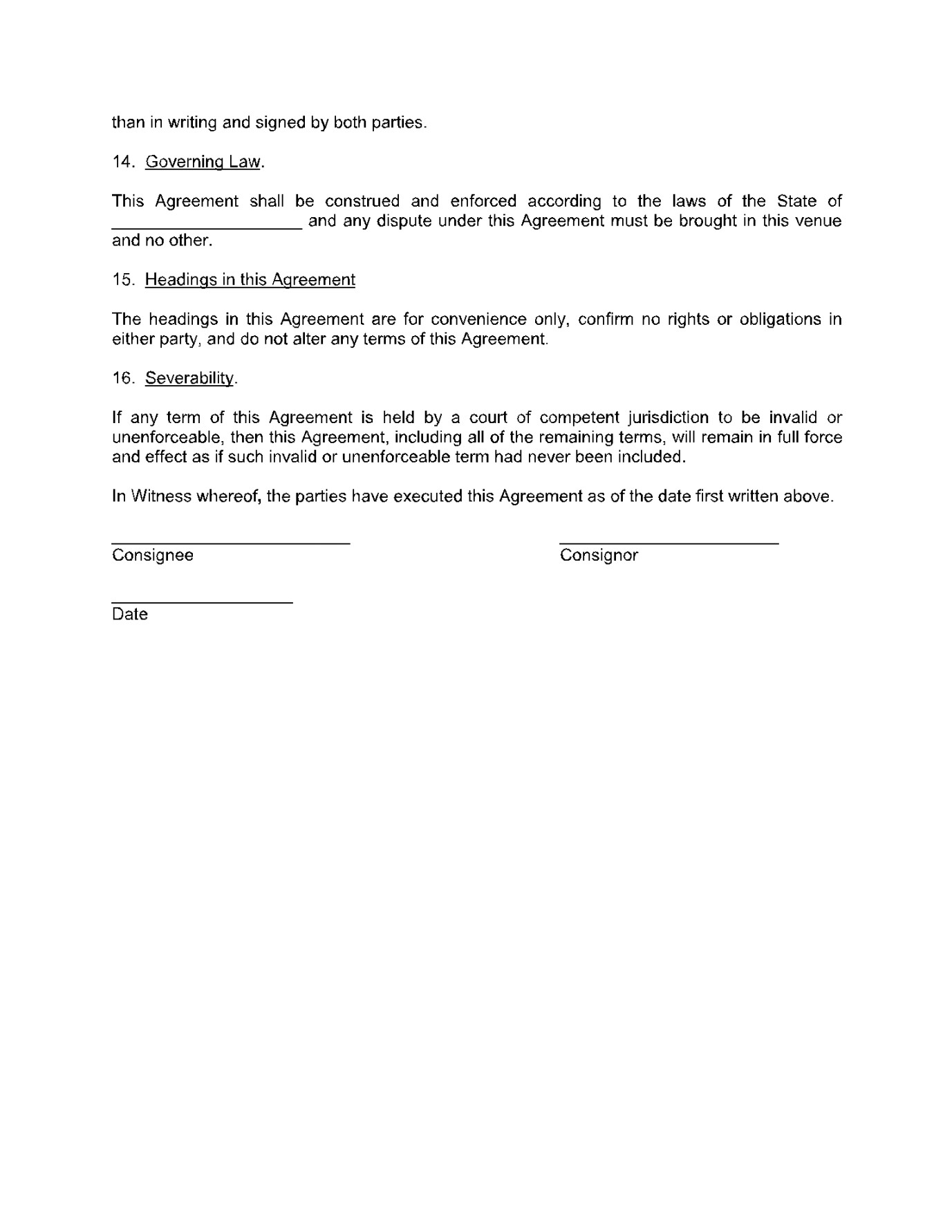 Free Consignment Agreement Template in   CocoSign