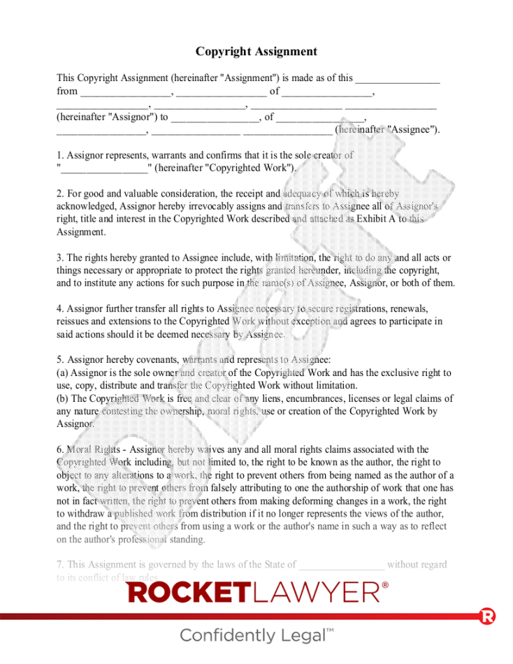 Free Copyright Assignment Template & FAQs - Rocket Lawyer