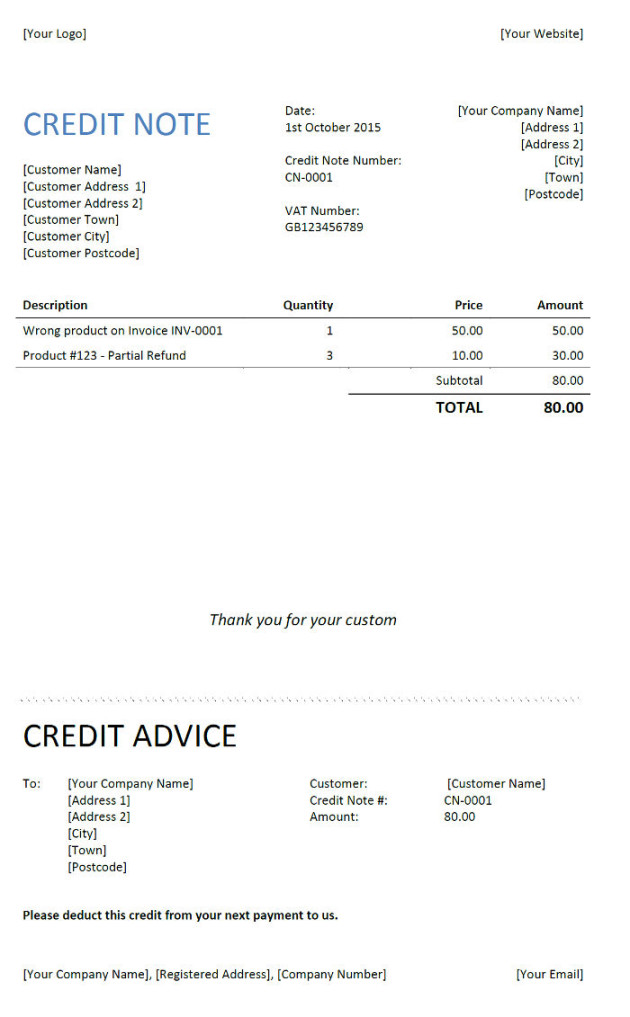 Free Credit Note Templates  InvoiceBerry