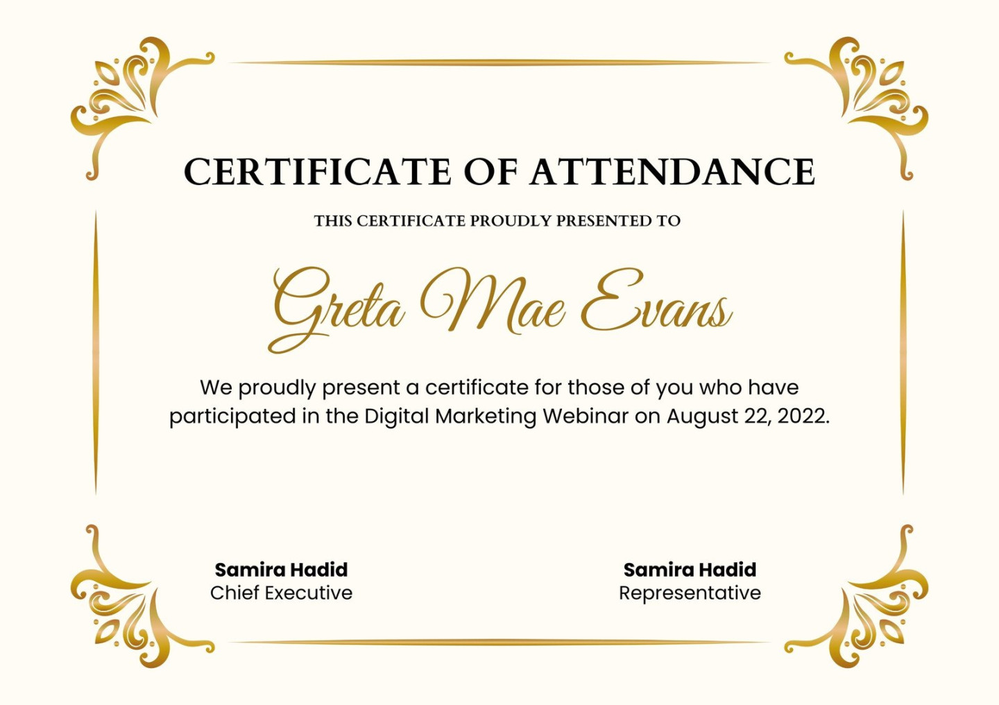 Free custom printable attendance certificate templates  Canva