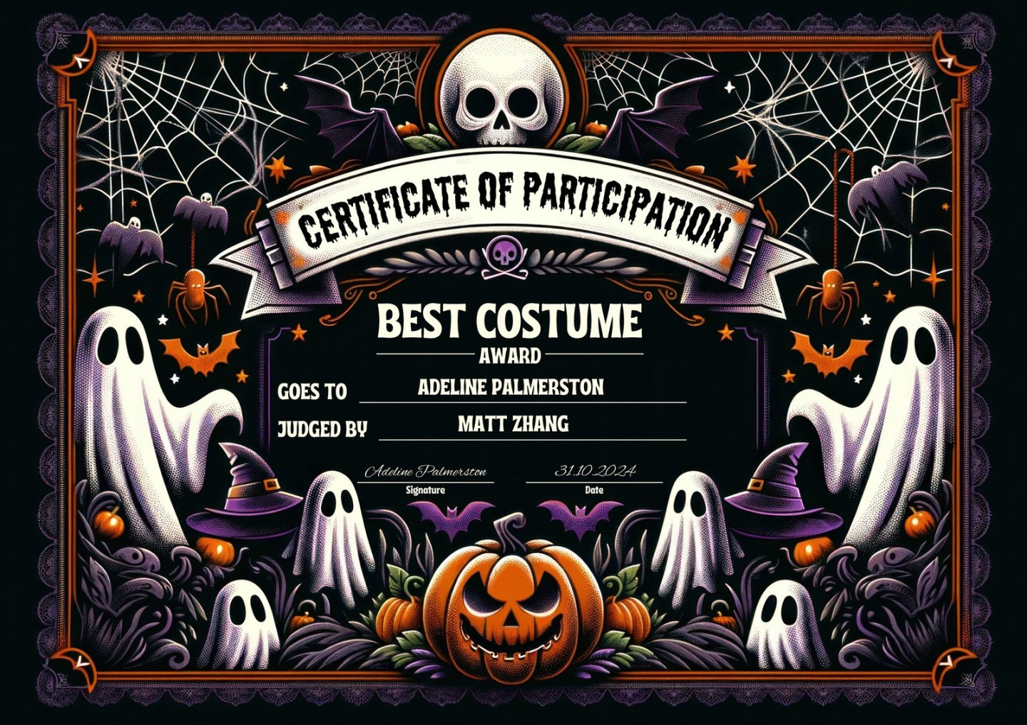 Free custom, printable Halloween certificate templates  Canva