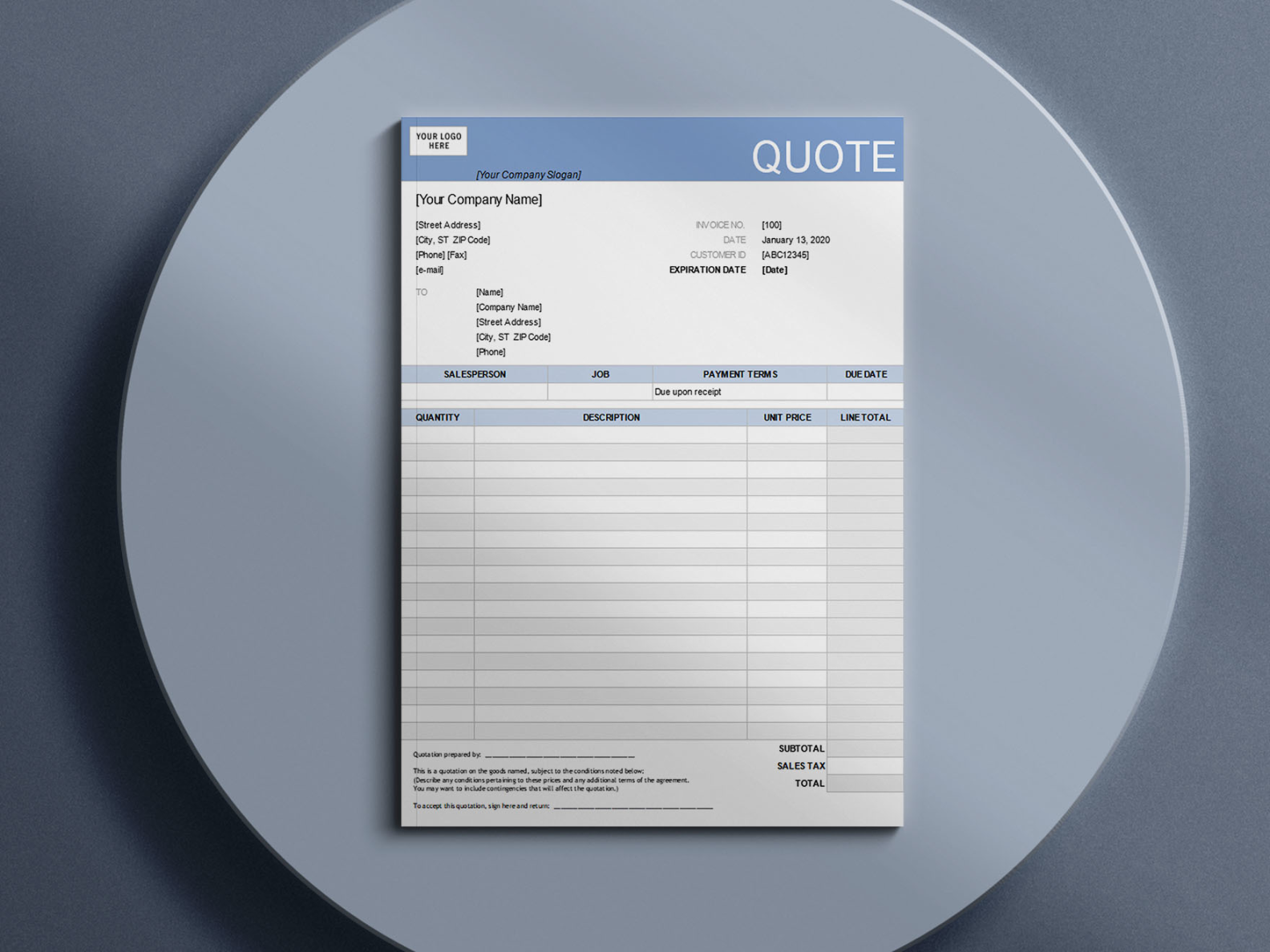 Free Download  QuickBooks Invoice Template Excel Easy To Edit