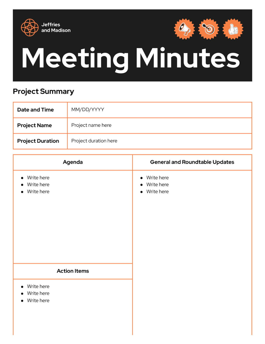 Free, editable, printable meeting minutes templates  Canva