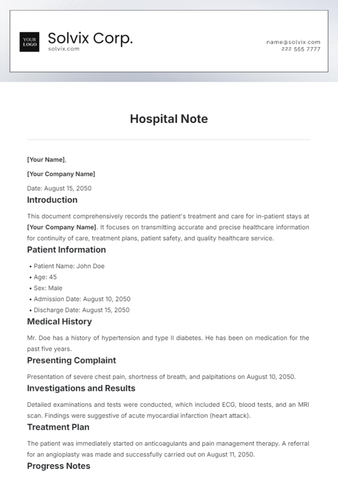 FREE Hospital Note Templates & Examples - Edit Online & Download