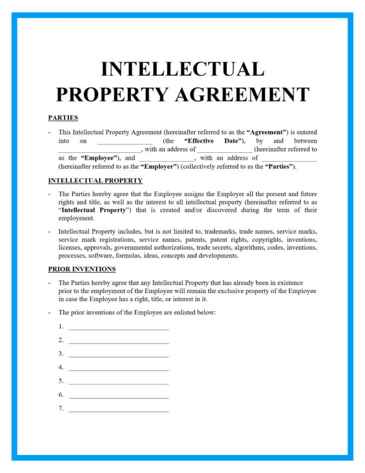 Free Intellectual Property Agreement Sample